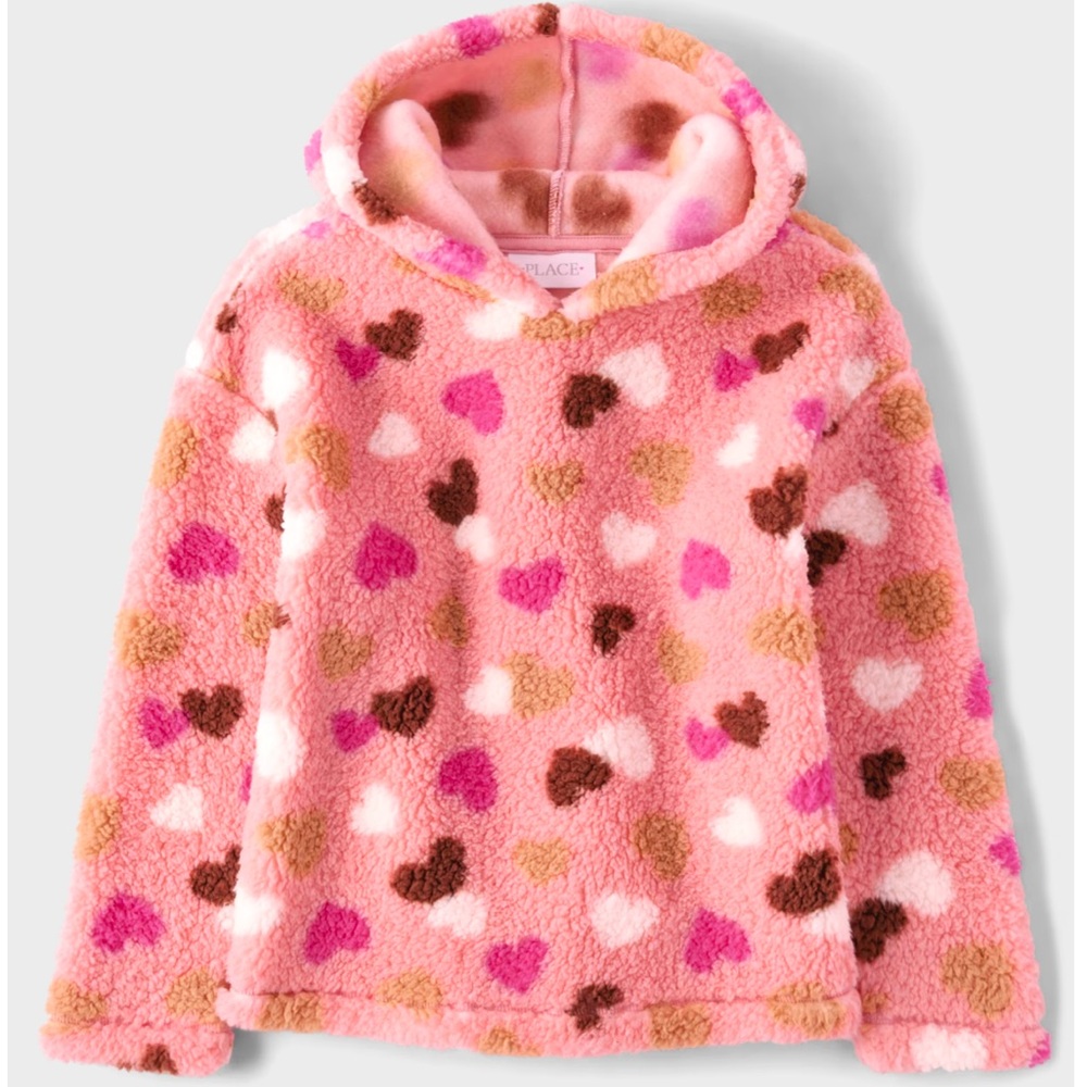 The Children’s Place Girls Print Sherpa Hoodie - Pink 12-18months